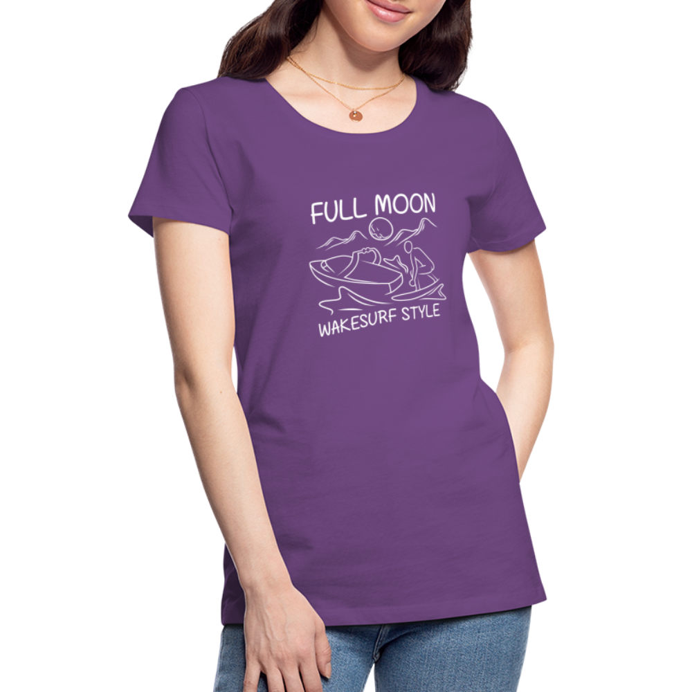 Full Moon Wakesurf Style Women’s Premium T-Shirt - purple