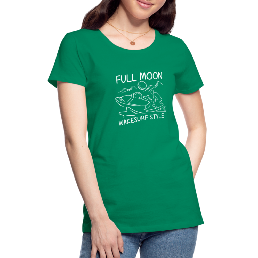 Full Moon Wakesurf Style Women’s Premium T-Shirt - kelly green