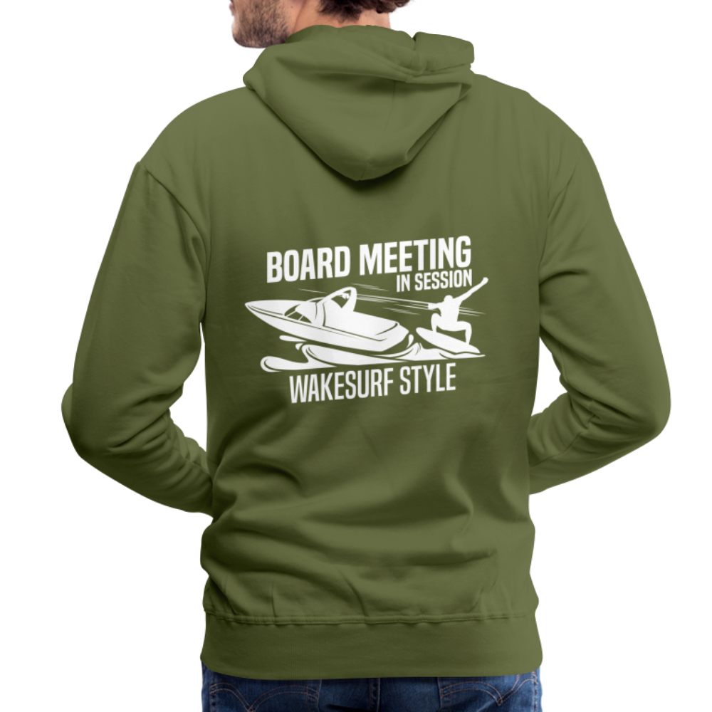 Board Meeting In Session Wakesurf Style Men’s Premium Hoodie - olive green