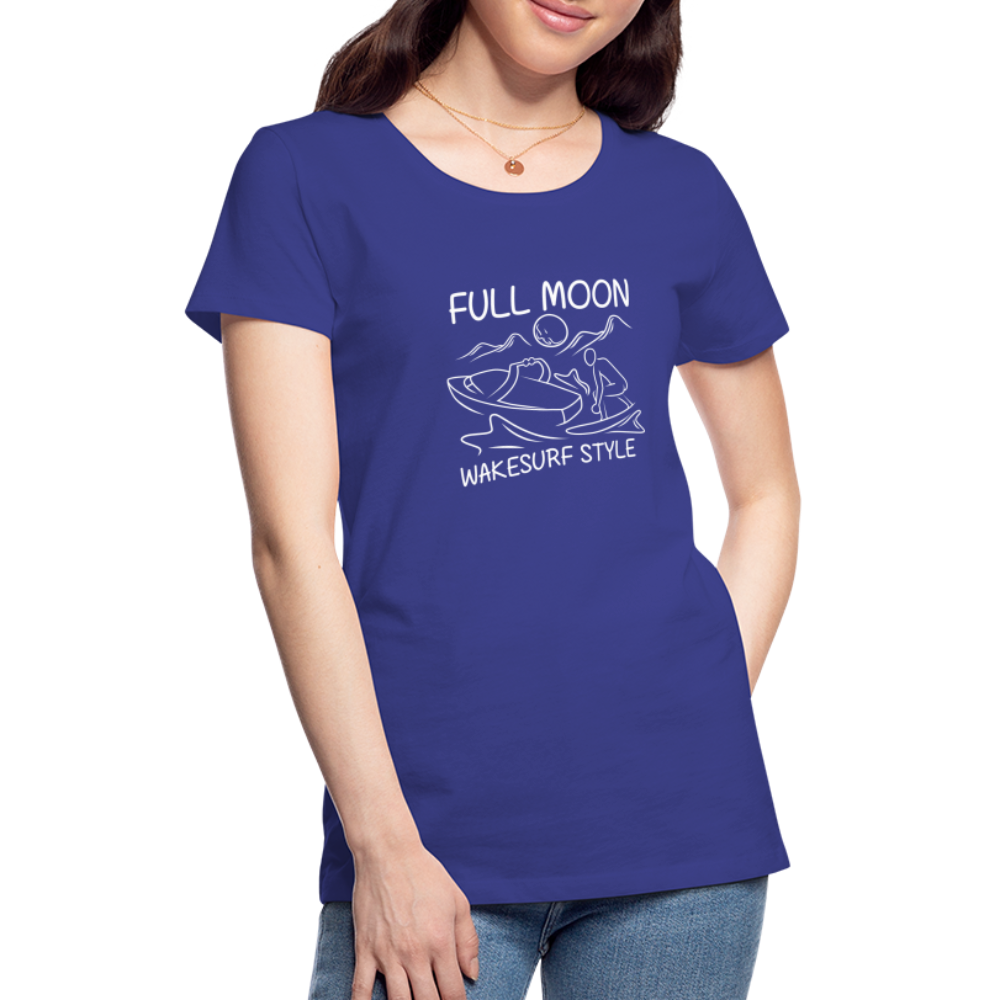 Full Moon Wakesurf Style Women’s Premium T-Shirt - royal blue