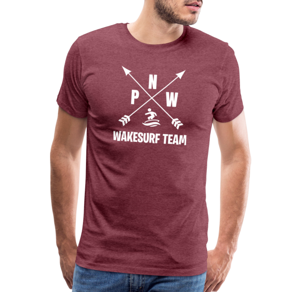 PNW Wakesurf Team Men's Premium T-Shirt - heather burgundy
