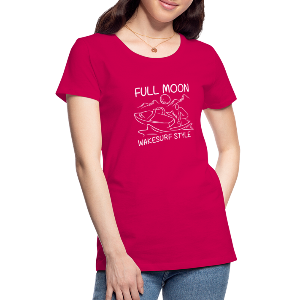 Full Moon Wakesurf Style Women’s Premium T-Shirt - dark pink