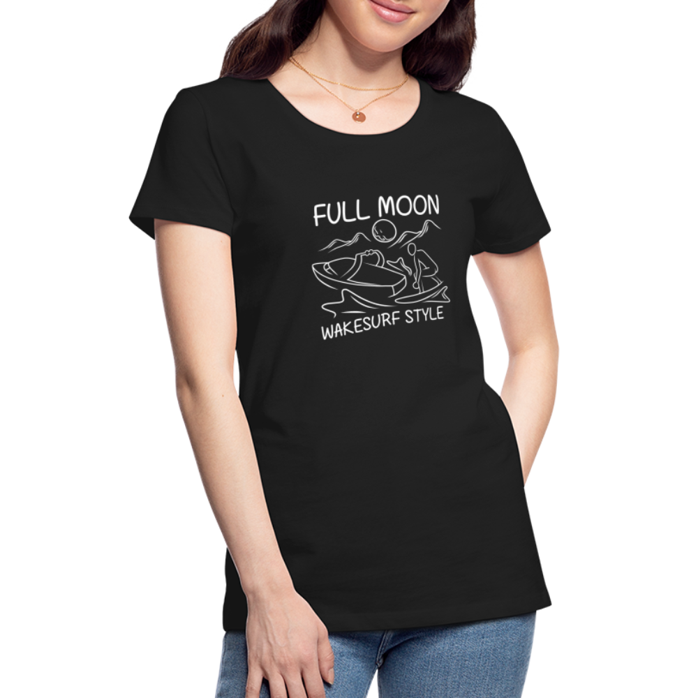 Full Moon Wakesurf Style Women’s Premium T-Shirt - black