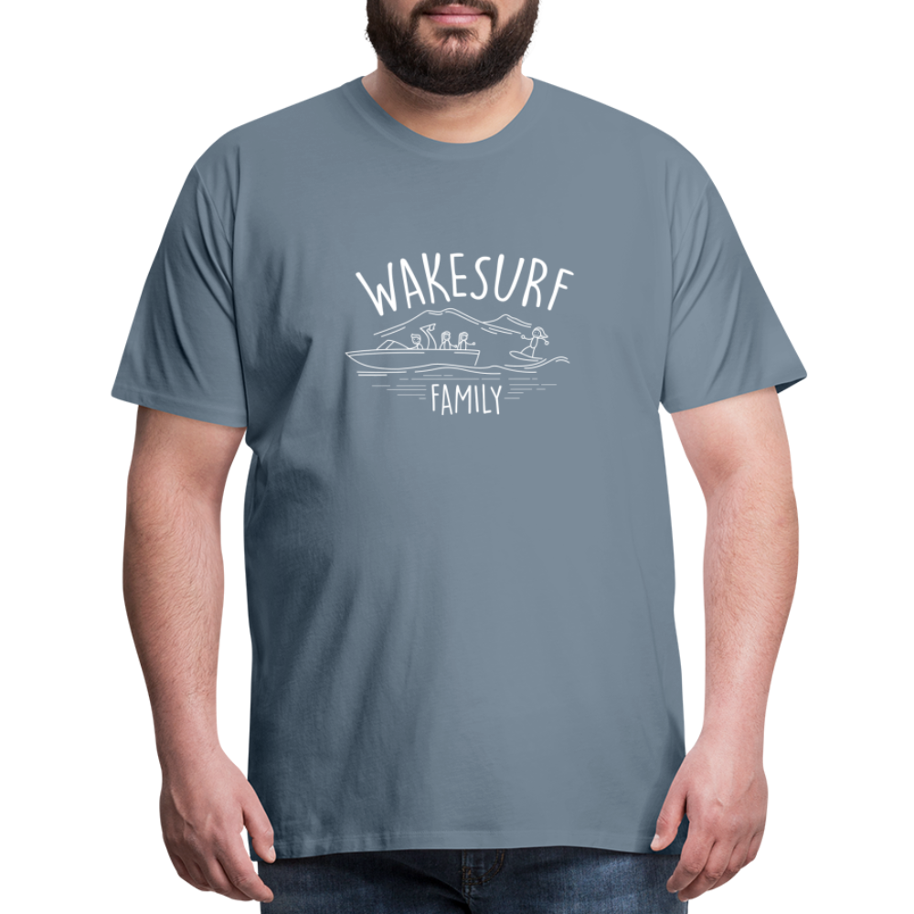 Wakesurf Family (girl and girl) Men's Premium T-Shirt - steel blue