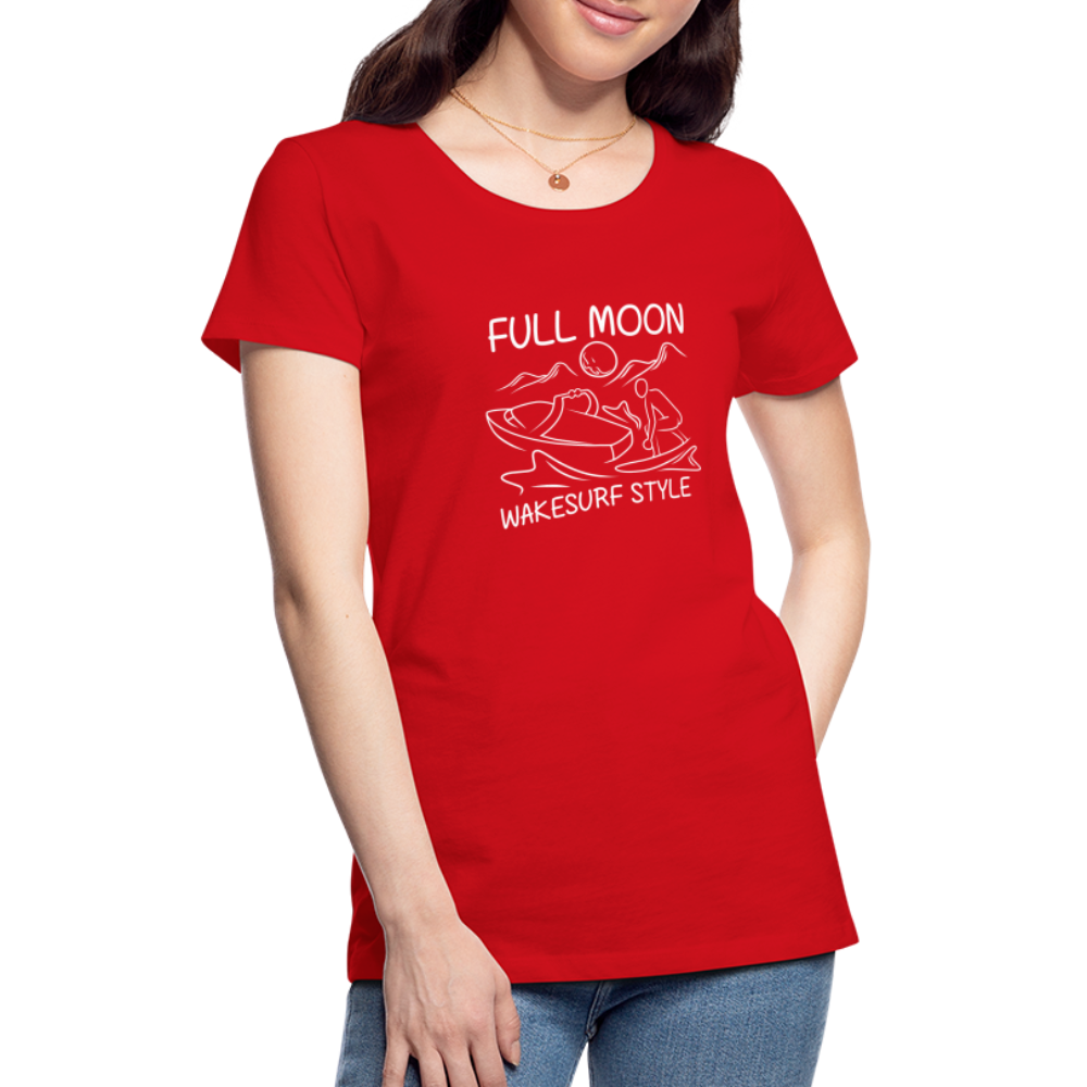 Full Moon Wakesurf Style Women’s Premium T-Shirt - red