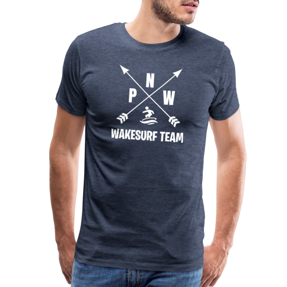PNW Wakesurf Team Men's Premium T-Shirt - heather blue