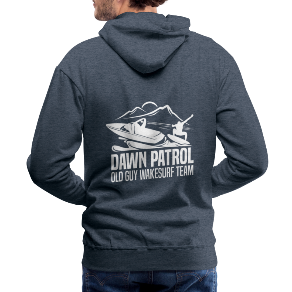 Dawn Patrol - Old Guy Wakesurf Team Men’s Premium Hoodie - heather denim
