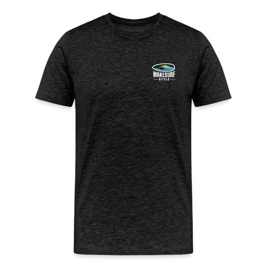 Go Big - Wake Responsibly Image on Back / Logo on Front Men's Premium T-Shirt - charcoal grey
