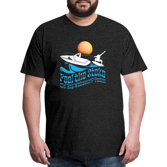Feel the Stoke - Old Guy Wakesurf Team - Men's Premium T-Shirt - charcoal grey