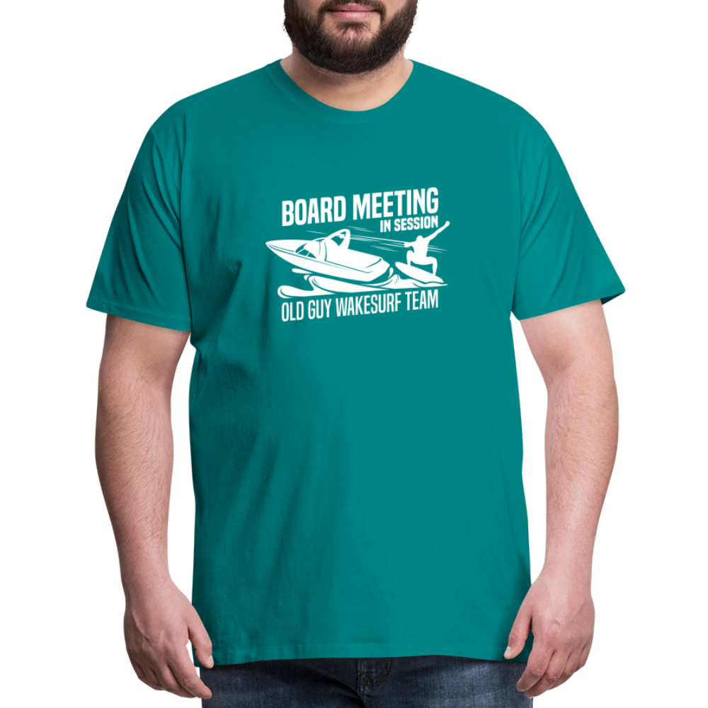 Board Meeting in Session - Old Guy Wakesurf Team Men's Premium T-Shirt - teal