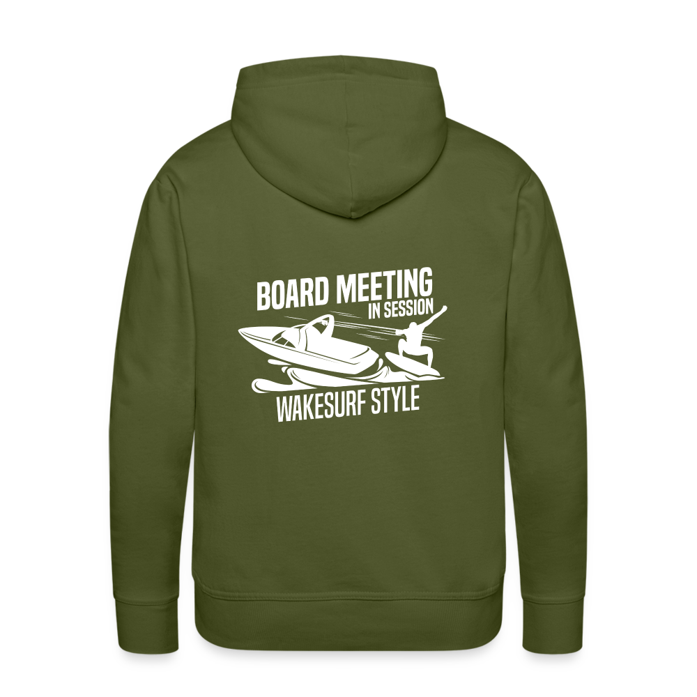 Board Meeting In Session Wakesurf Style Men’s Premium Hoodie - olive green