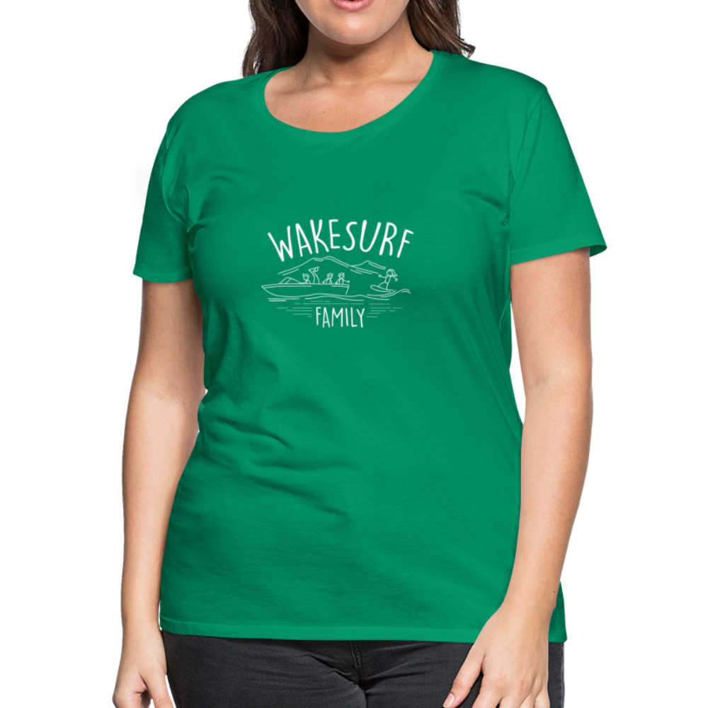 Wakesurf Family (boy and boy) Women’s Premium T-Shirt - kelly green