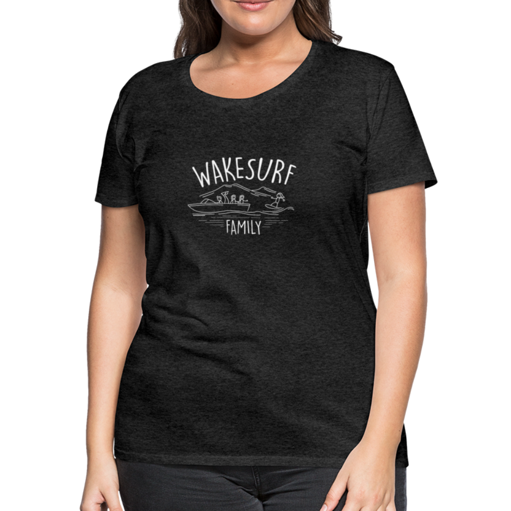 Wakesurf Family (girl and girl) Women’s Premium T-Shirt - charcoal grey