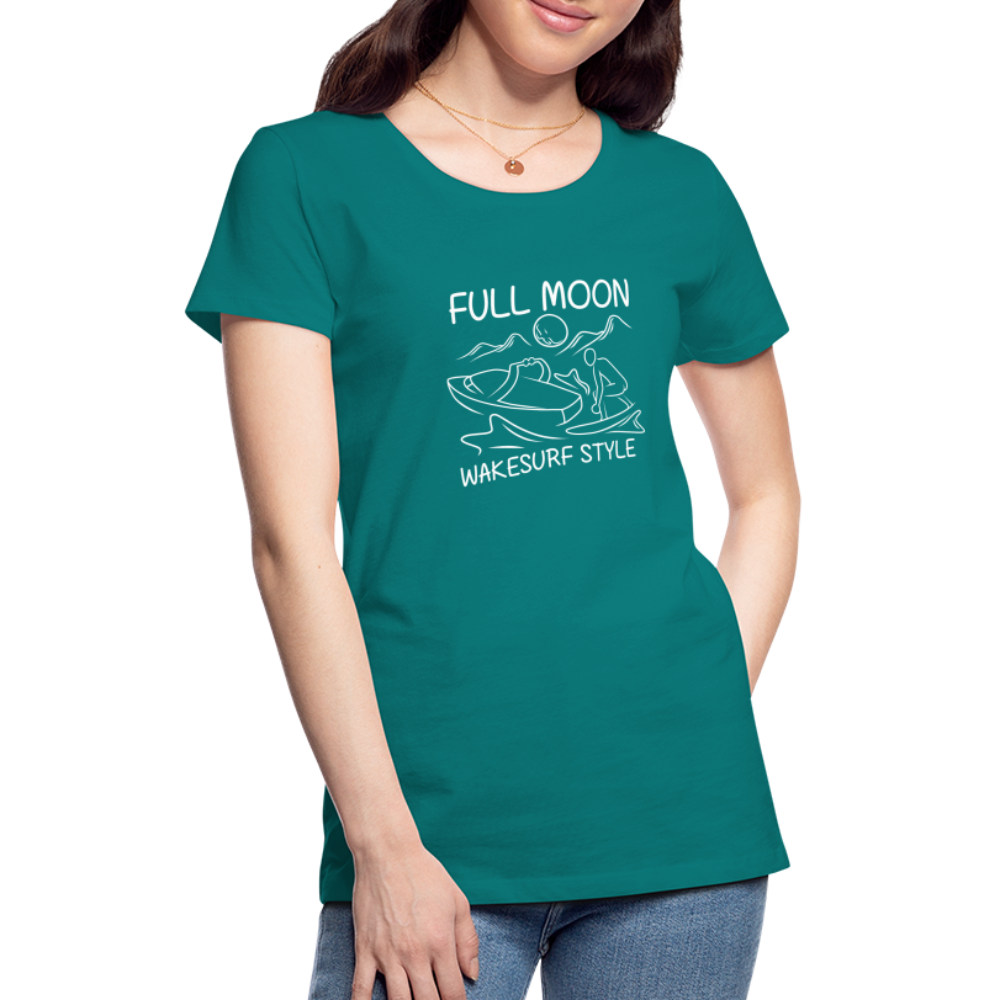 Full Moon Wakesurf Style Women’s Premium T-Shirt - teal