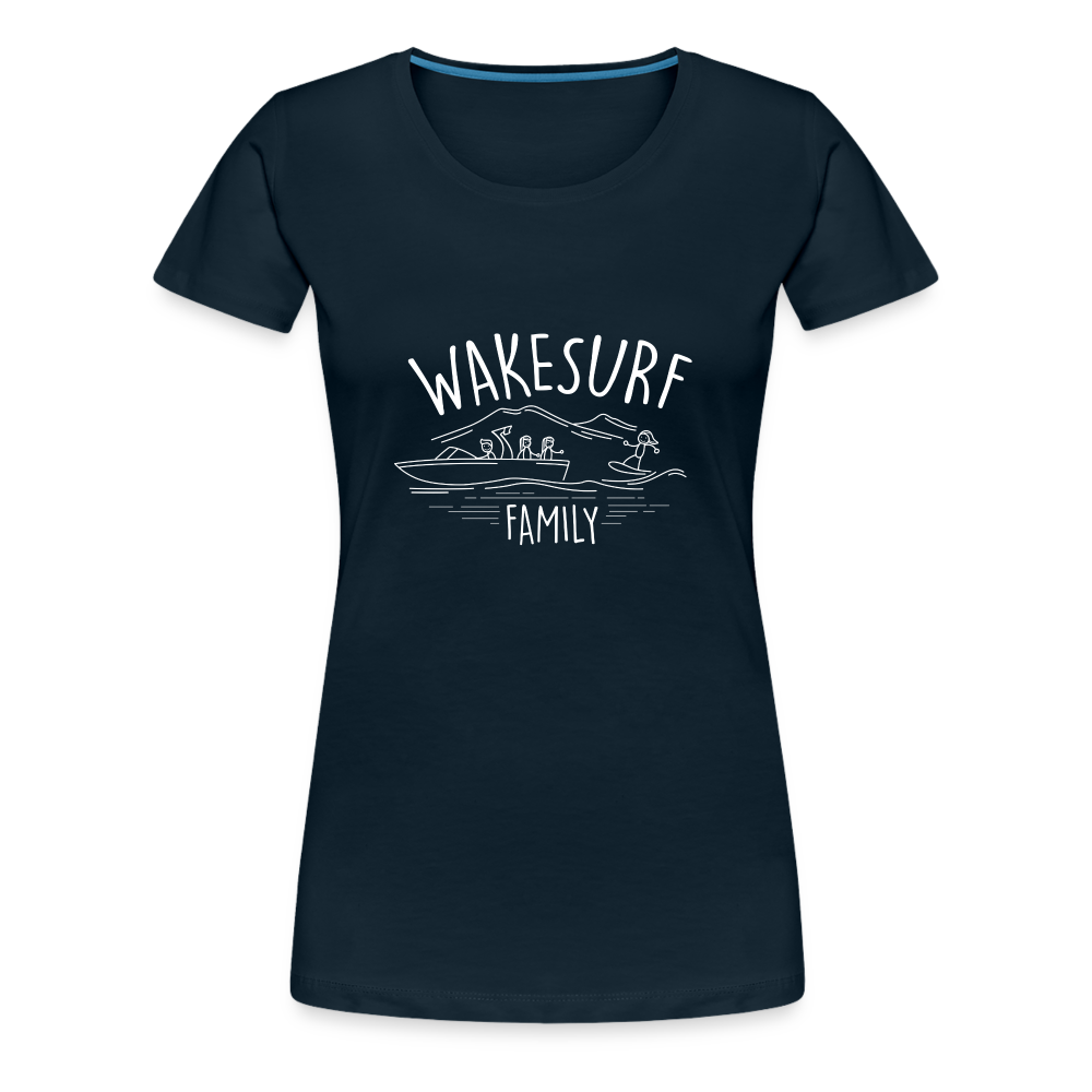 Wakesurf Family (girl and girl) Women’s Premium T-Shirt - deep navy