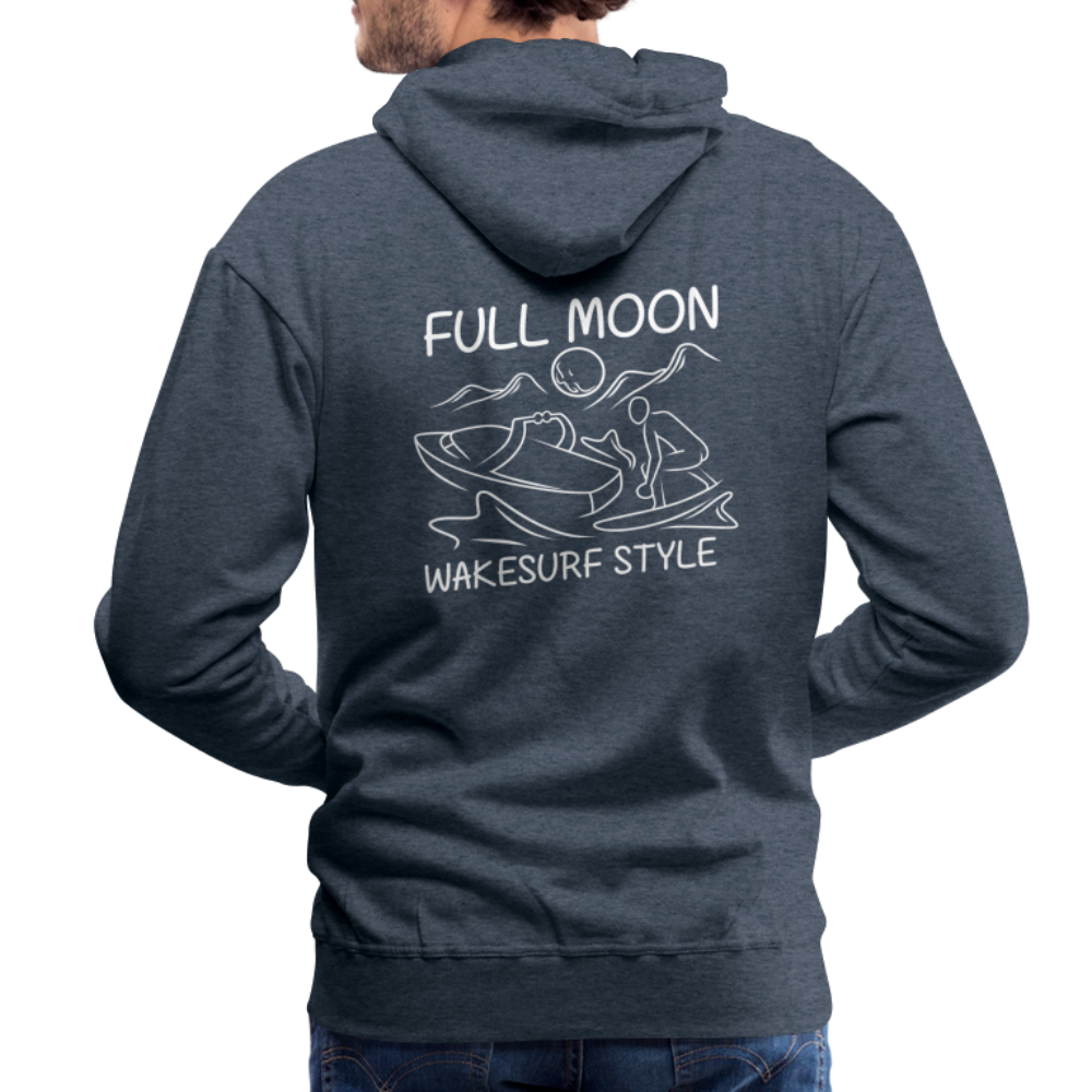 Full Moon Wakesurf Style Men’s Premium Hoodie - heather denim