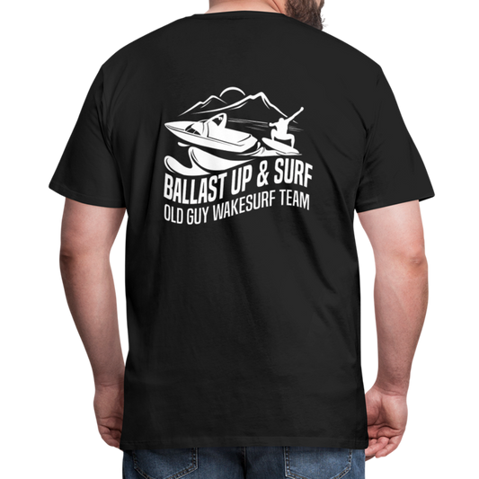 Ballast Up & Surf Men's Premium T-Shirt - Image on Back, WSS logo on front - black