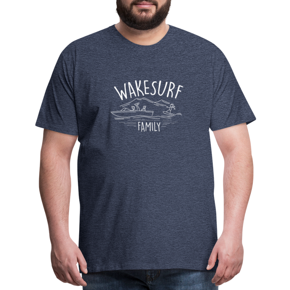 Wakesurf Family (boy) Men's Premium T-Shirt - heather blue