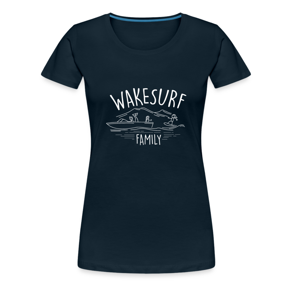 Wakesurf Family (girl) Women’s Premium T-Shirt - deep navy