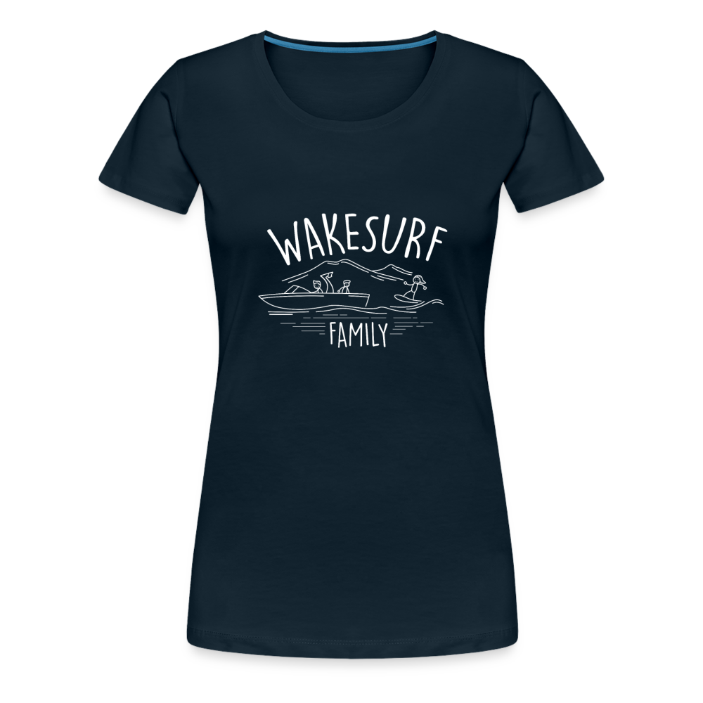 Wakesurf Family (boy) Women’s Premium T-Shirt - deep navy