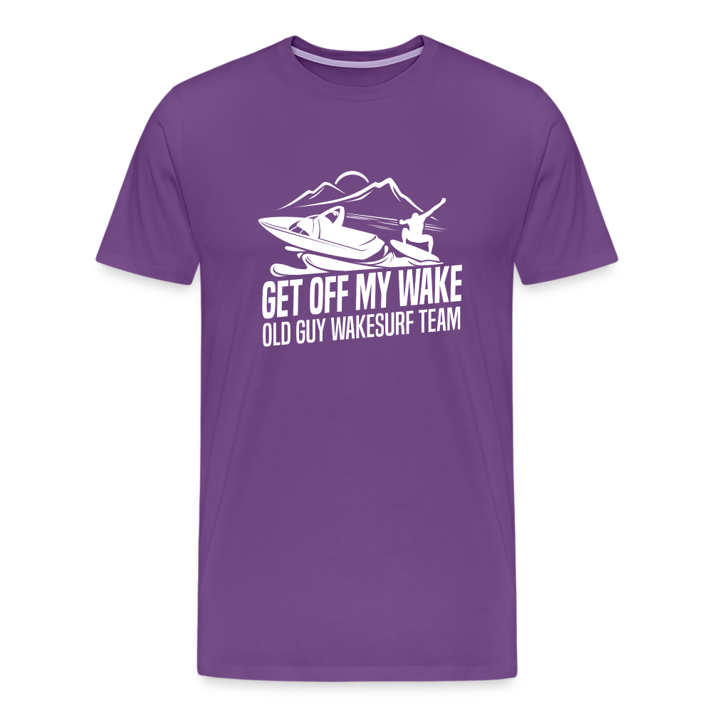 Get Of My Wake -  Old Guy Wakesurf Team Men's Premium T-Shirt - purple