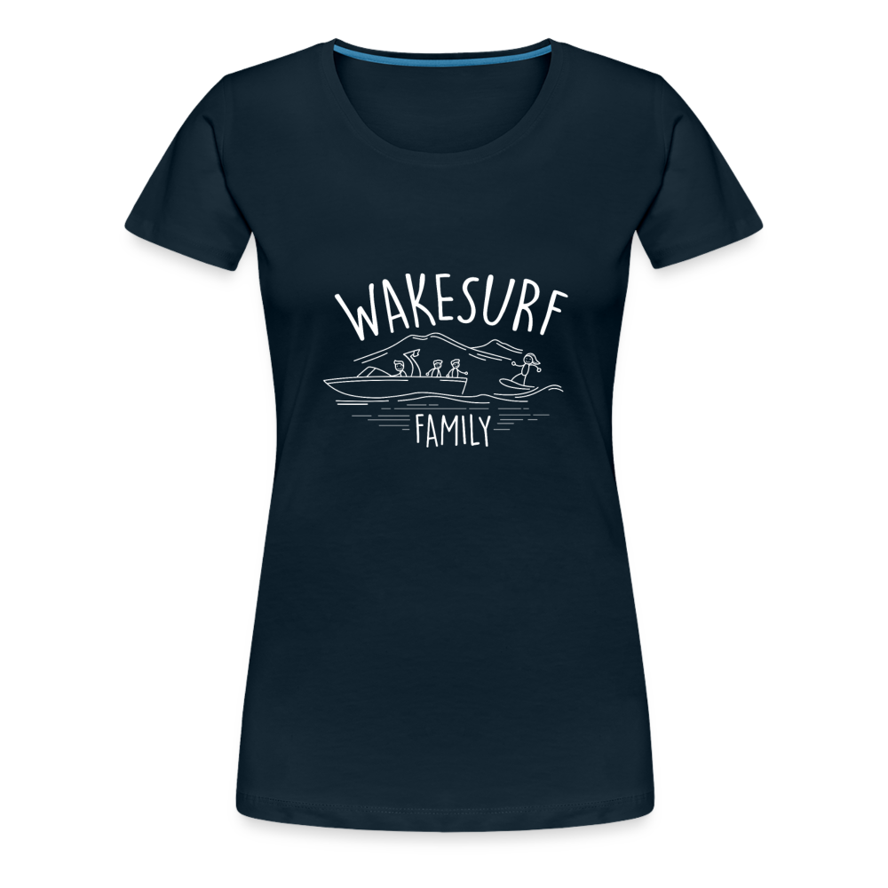 Wakesurf Family (boy and boy) Women’s Premium T-Shirt - deep navy