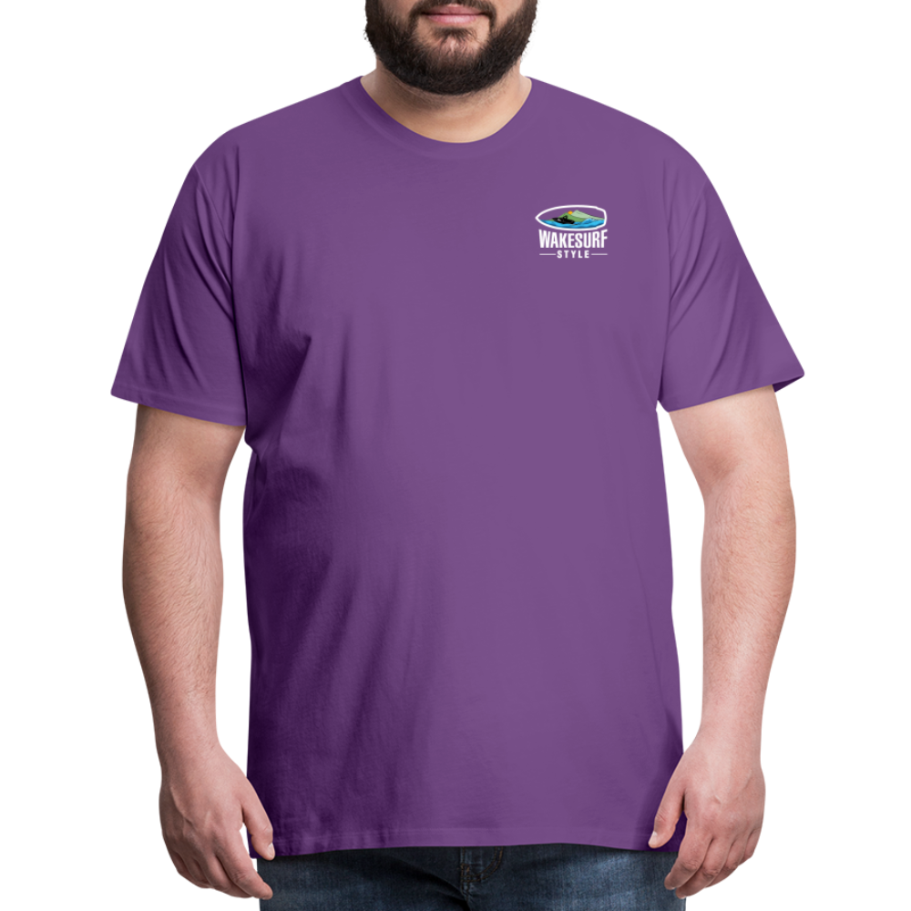 Get Off My Wake Men's Premium T-Shirt - Image on Back, WSS logo on front - purple