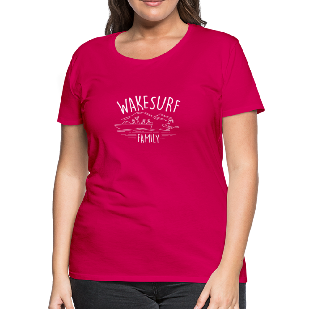 Wakesurf Family (boy and boy) Women’s Premium T-Shirt - dark pink