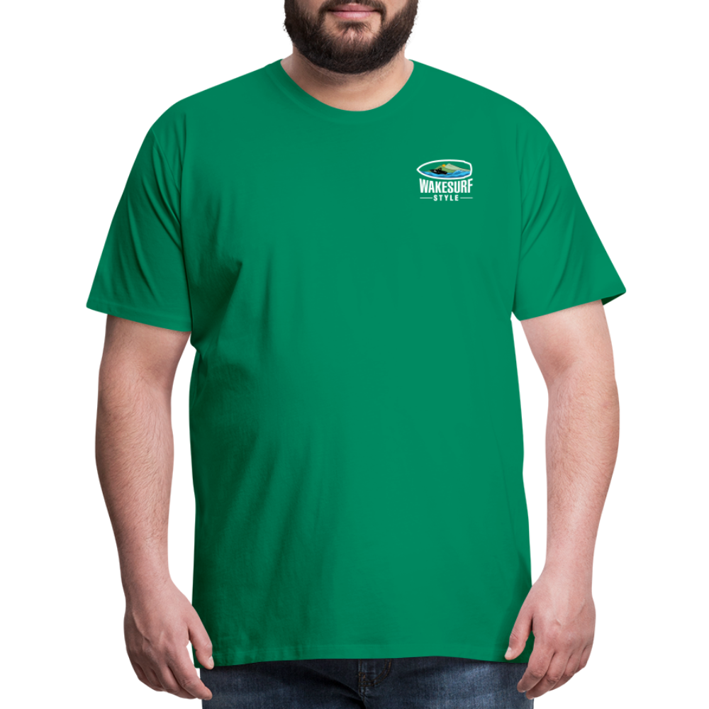 Get Off My Wake Men's Premium T-Shirt - Image on Back, WSS logo on front - kelly green