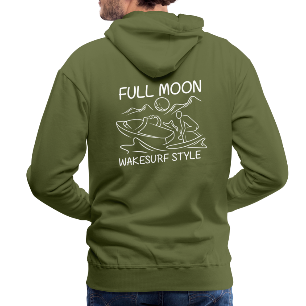 Full Moon Wakesurf Style Men’s Premium Hoodie - olive green