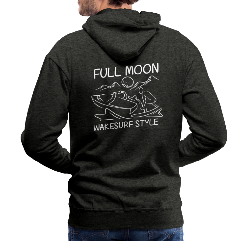 Full Moon Wakesurf Style Men’s Premium Hoodie - charcoal grey