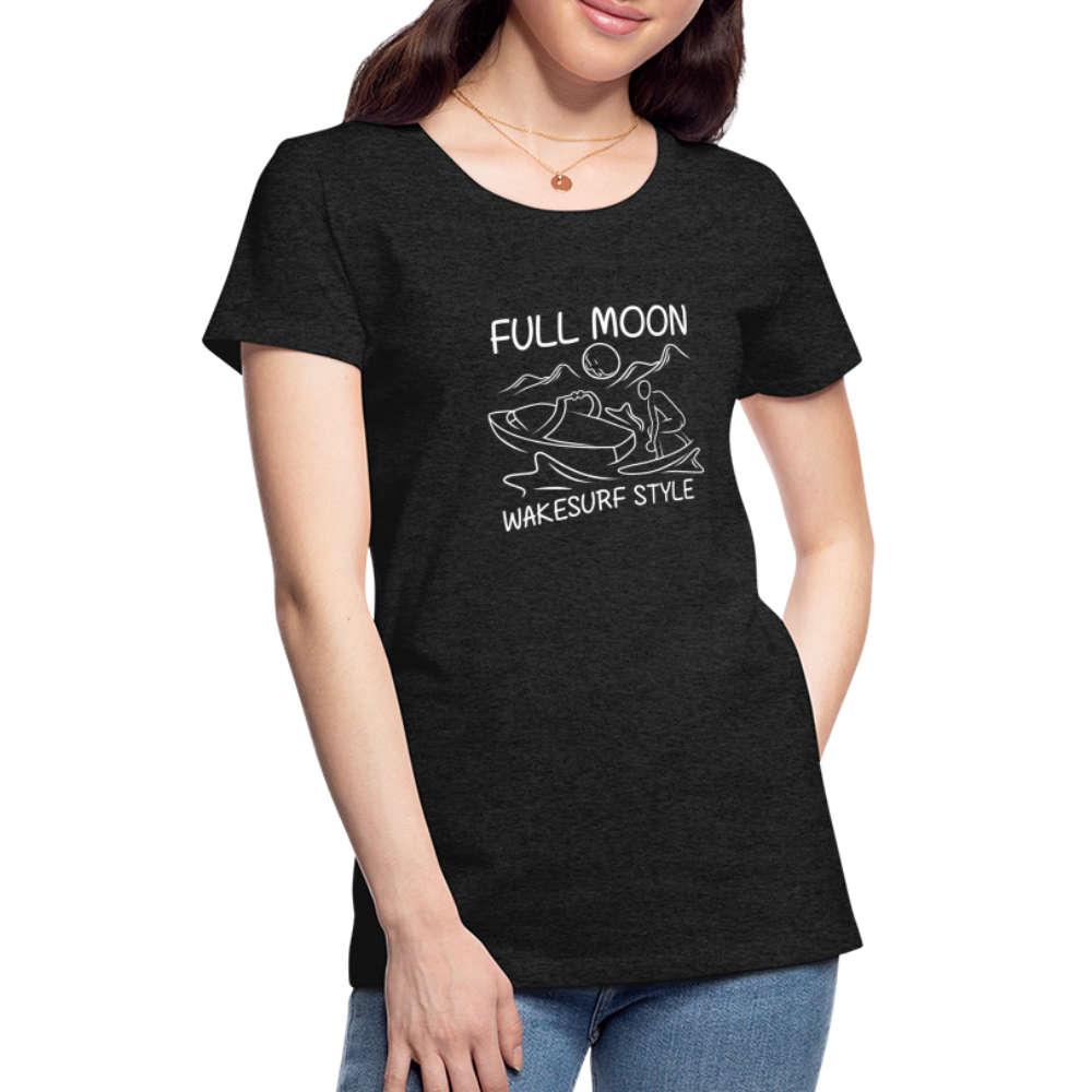 Full Moon Wakesurf Style Women’s Premium T-Shirt - charcoal grey