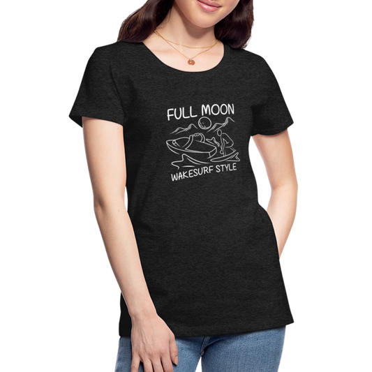 Full Moon Wakesurf Style Women’s Premium T-Shirt - charcoal grey