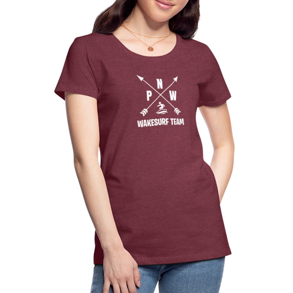 PNW Wakesurf Team Women’s Premium T-Shirt - heather burgundy