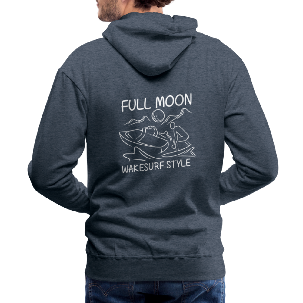 Full Moon Wakesurf Style Men’s Premium Hoodie - heather denim