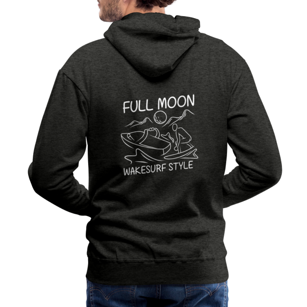 Full Moon Wakesurf Style Men’s Premium Hoodie - charcoal grey