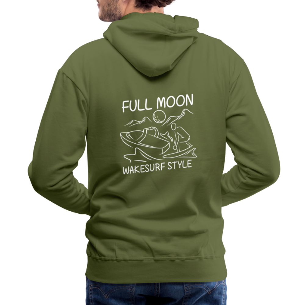 Full Moon Wakesurf Style Men’s Premium Hoodie - olive green