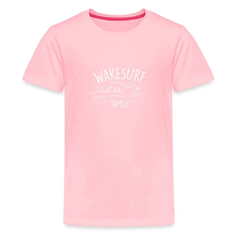 Wakesurf Family (girl and girl) Kid's Premium T-Shirt - pink