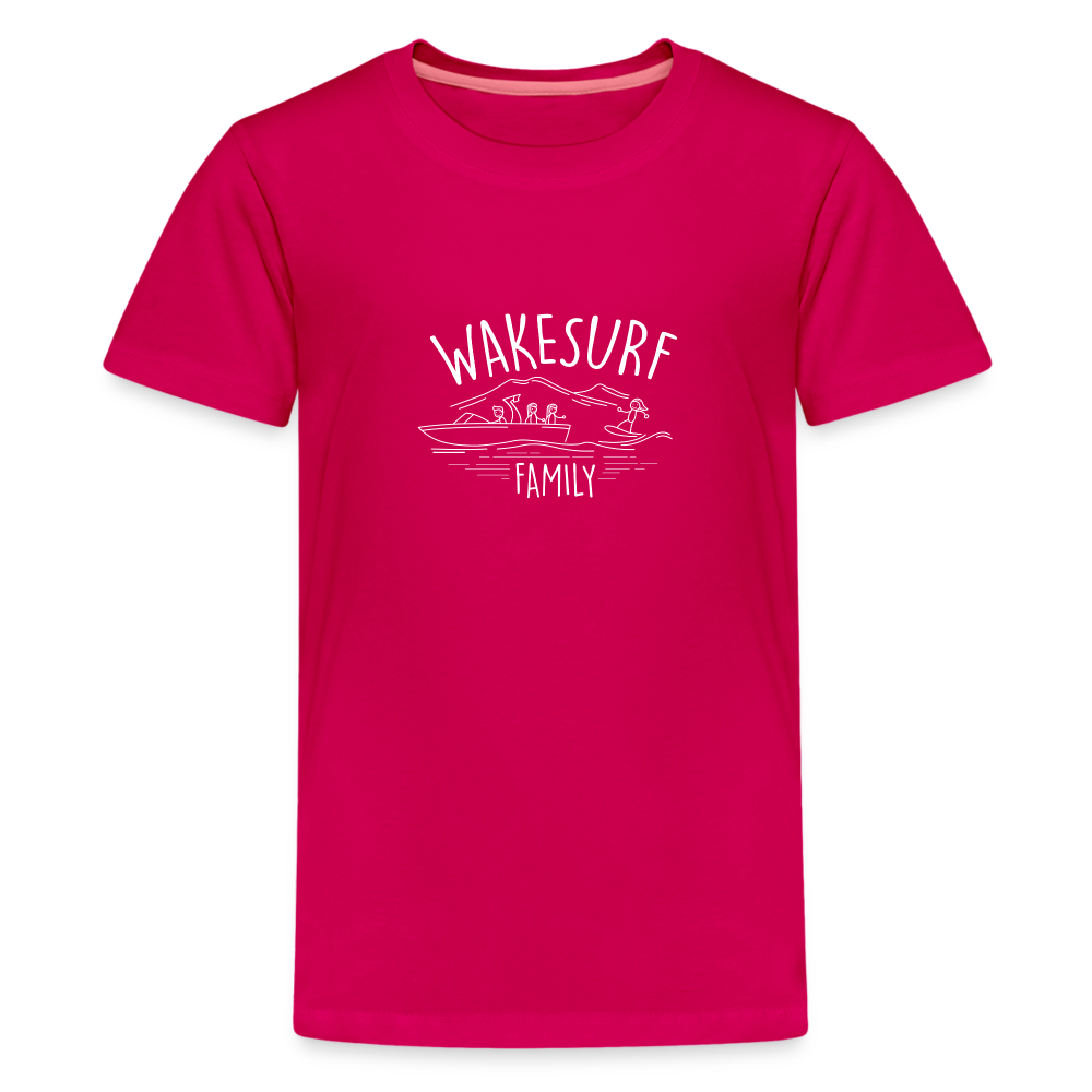 Wakesurf Family (girl and girl) Kid's Premium T-Shirt - dark pink