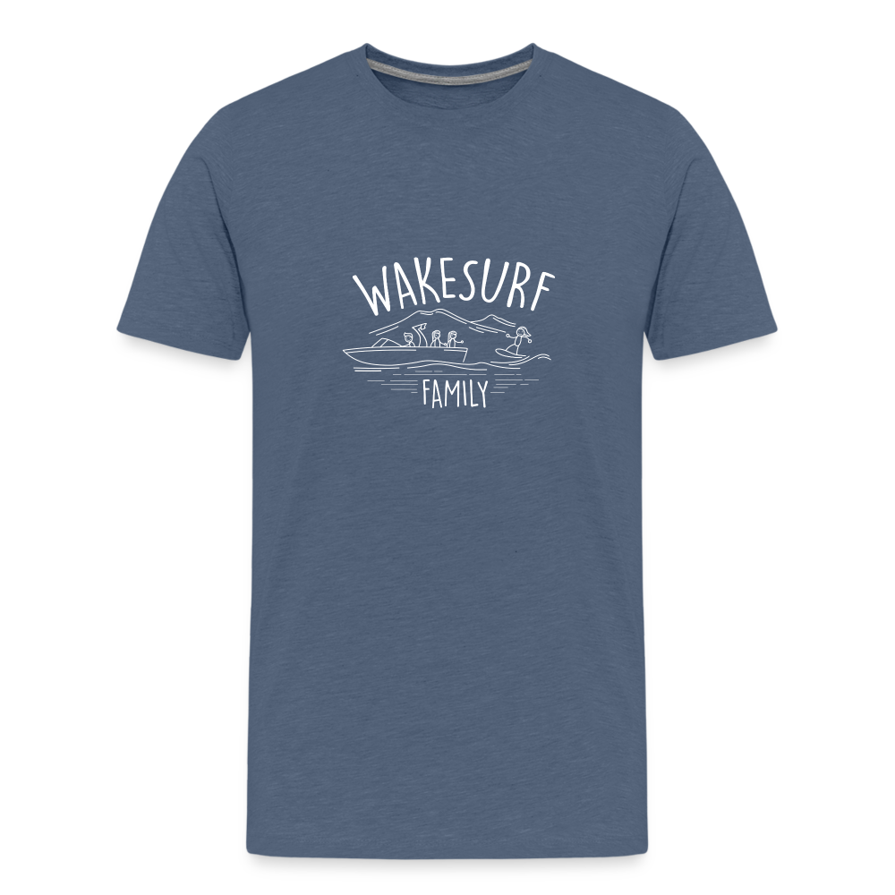 Wakesurf Family (girl and girl) Kid's Premium T-Shirt - heather blue