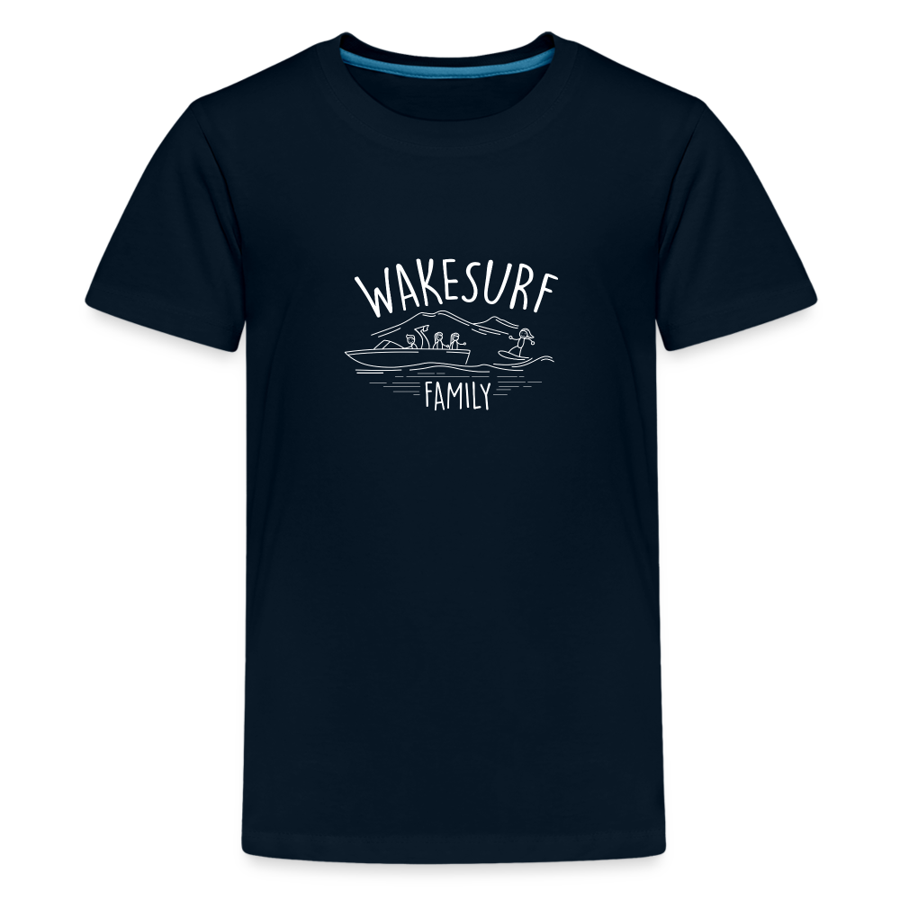 Wakesurf Family (girl and girl) Kid's Premium T-Shirt - deep navy