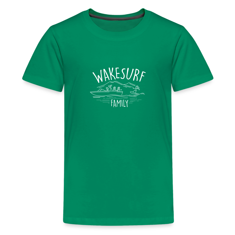 Wakesurf Family (girl and girl) Kid's Premium T-Shirt - kelly green