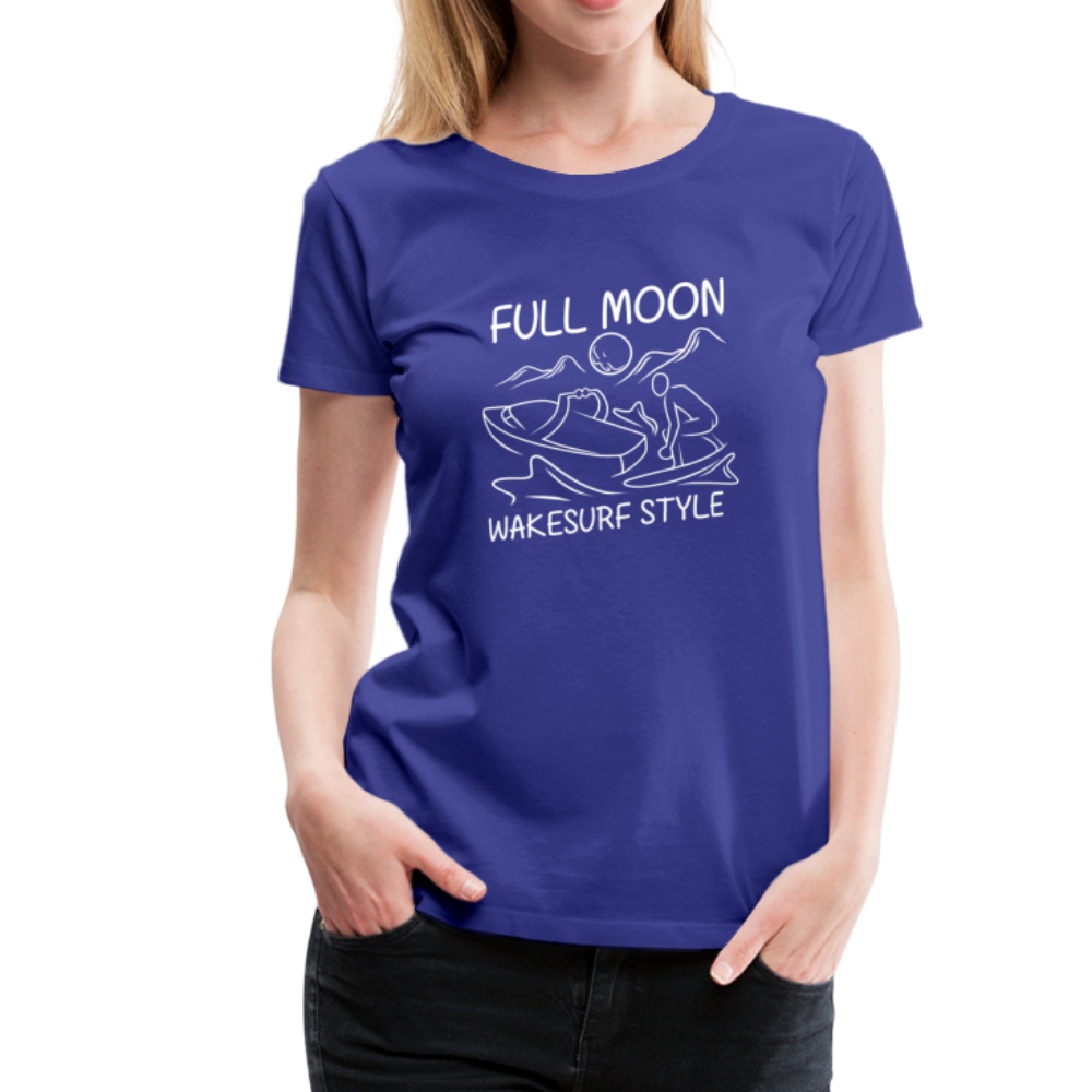 Full Moon Wakesurf Style Women’s Premium T-Shirt - royal blue