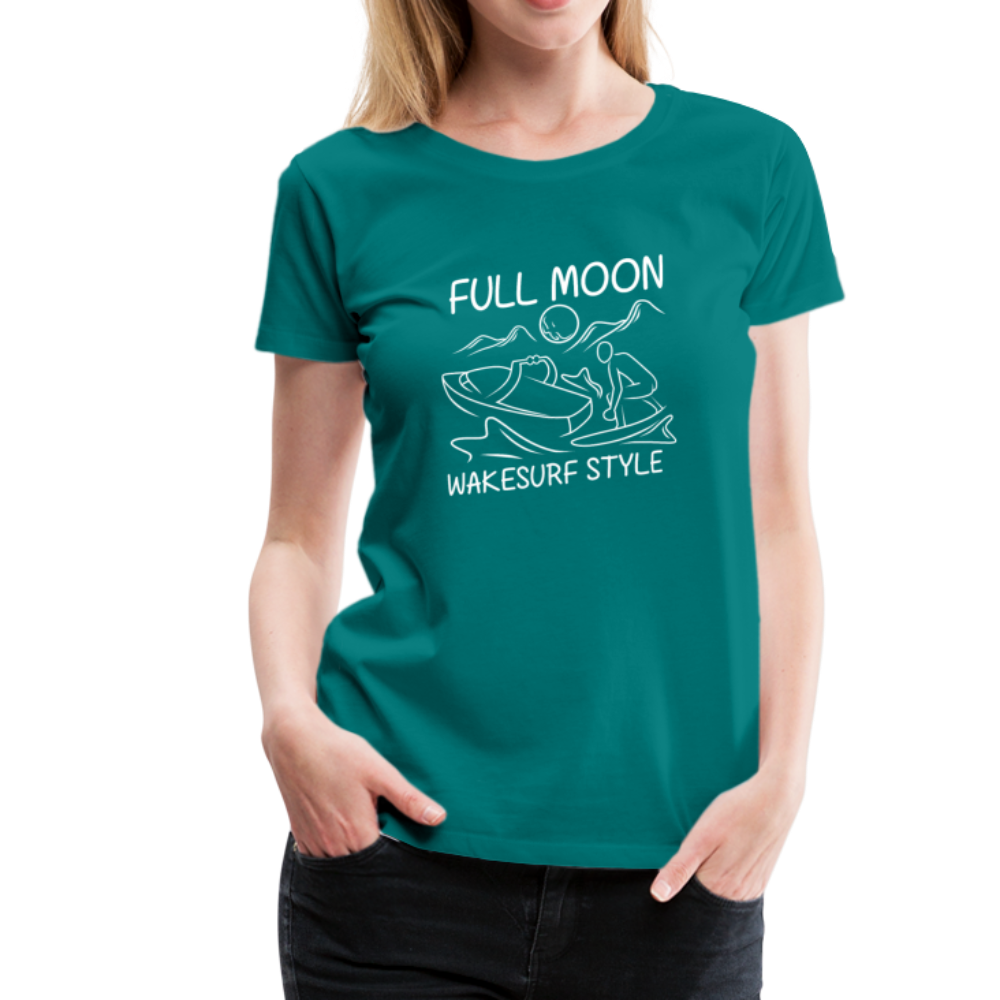 Full Moon Wakesurf Style Women’s Premium T-Shirt - teal