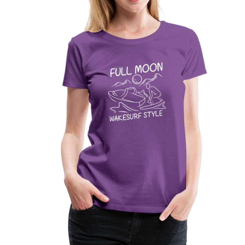 Full Moon Wakesurf Style Women’s Premium T-Shirt - purple