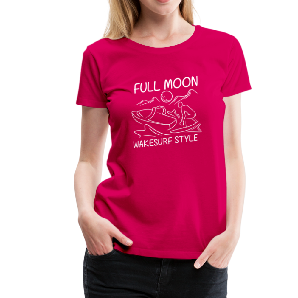 Full Moon Wakesurf Style Women’s Premium T-Shirt - dark pink