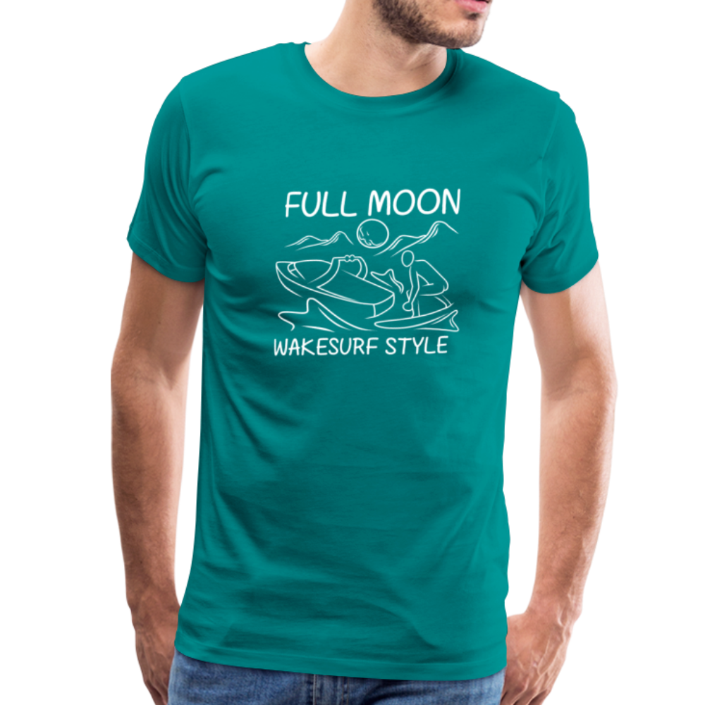Full Moon Wakesurf Style Men's Premium T-Shirt - teal