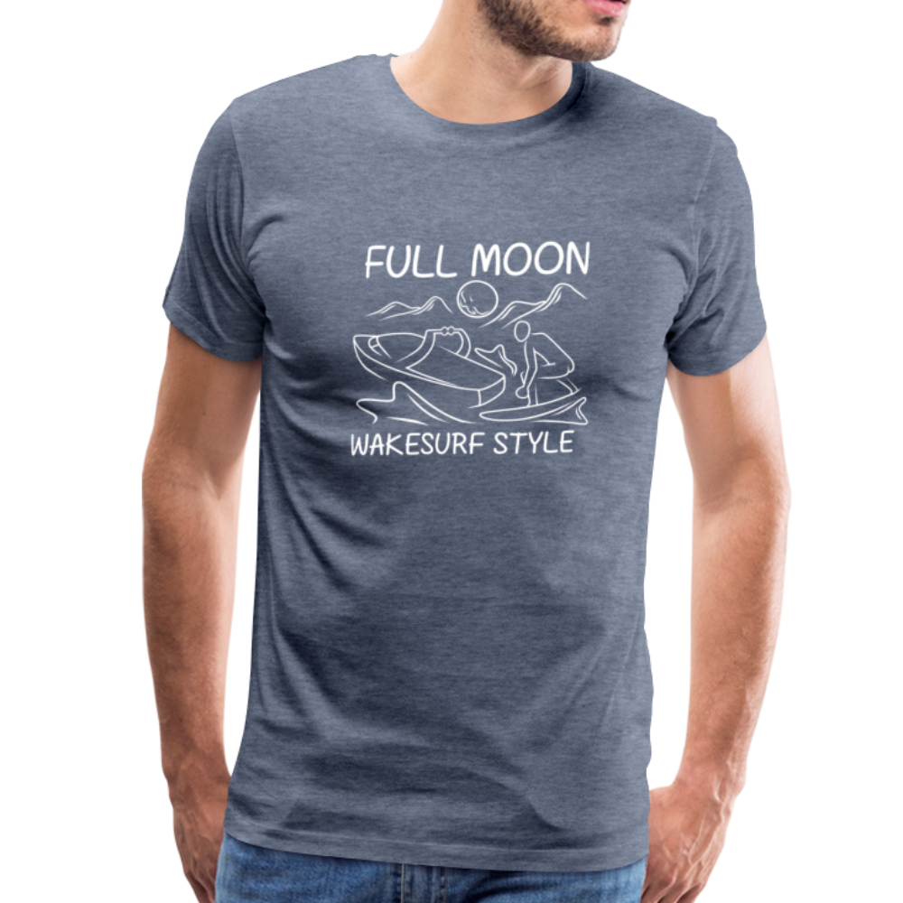 Full Moon Wakesurf Style Men's Premium T-Shirt - heather blue