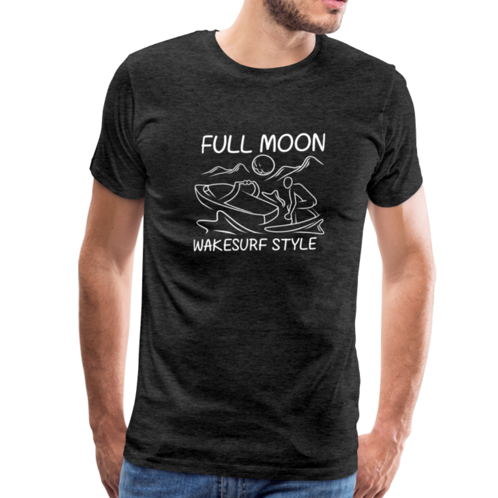 Full Moon Wakesurf Style Men's Premium T-Shirt - charcoal gray