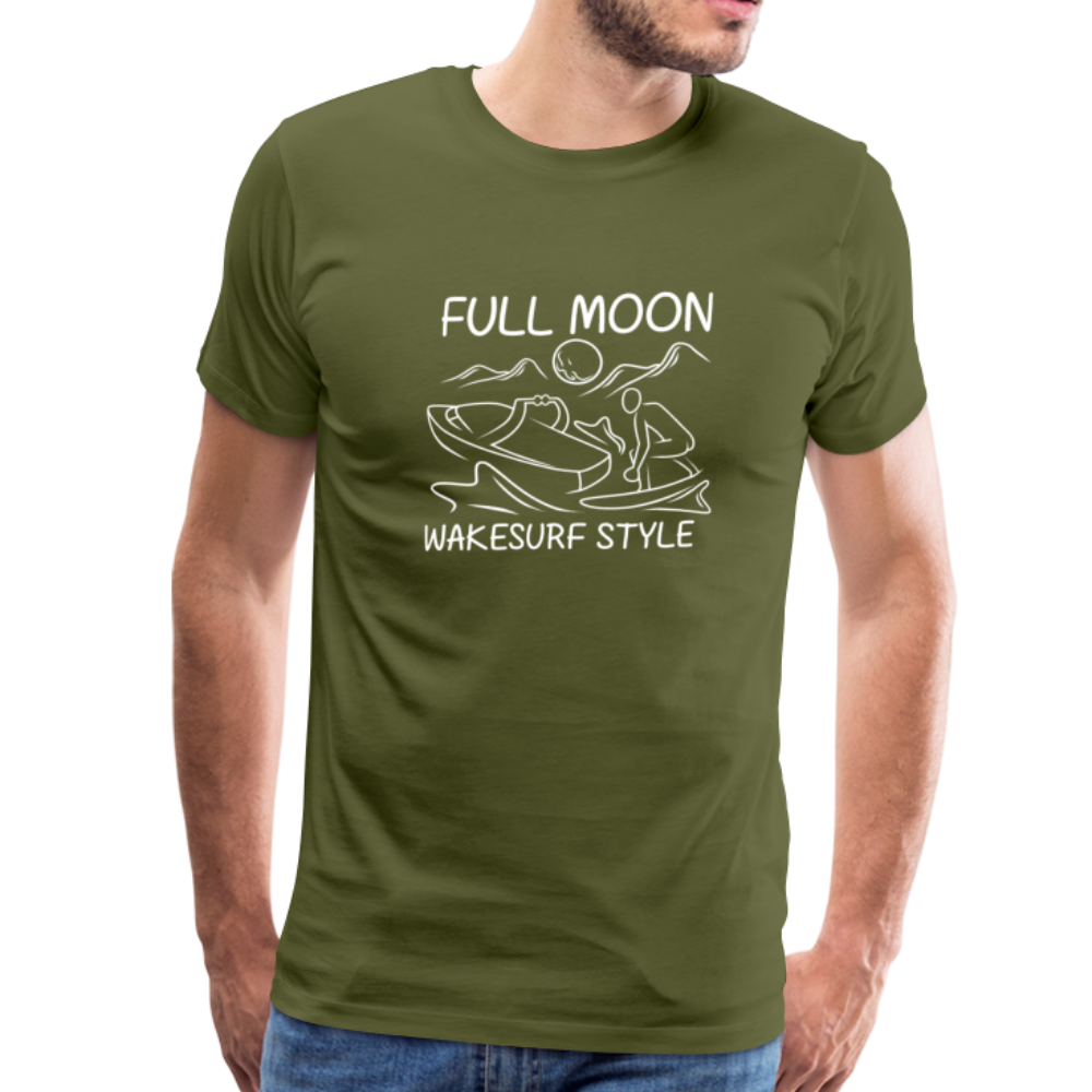 Full Moon Wakesurf Style Men's Premium T-Shirt - olive green